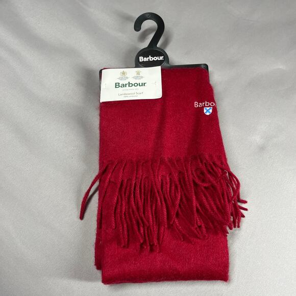 Barbour Red Lambswool Scarf New with tags & Hanger Great Luxury Gift Old Money - Picture 4 of 11